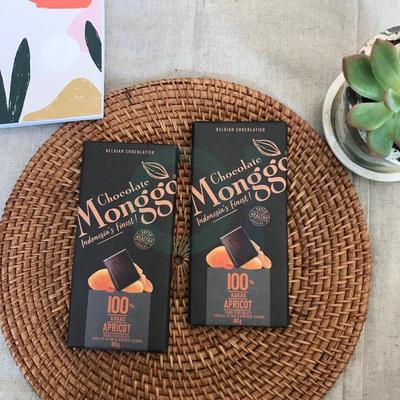 Chocolate Bar, Dark Chocolate Tablet 100%  Apricot, 80gr - Monggo