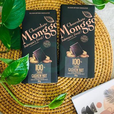 Chocolate Bar, Dark Chocolate Tablet 100% Cashew Nut, 80gr - Monggo