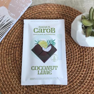 Carob Chocolate Bar,  Lime Coconut, 50gr - Alternative Chocolate